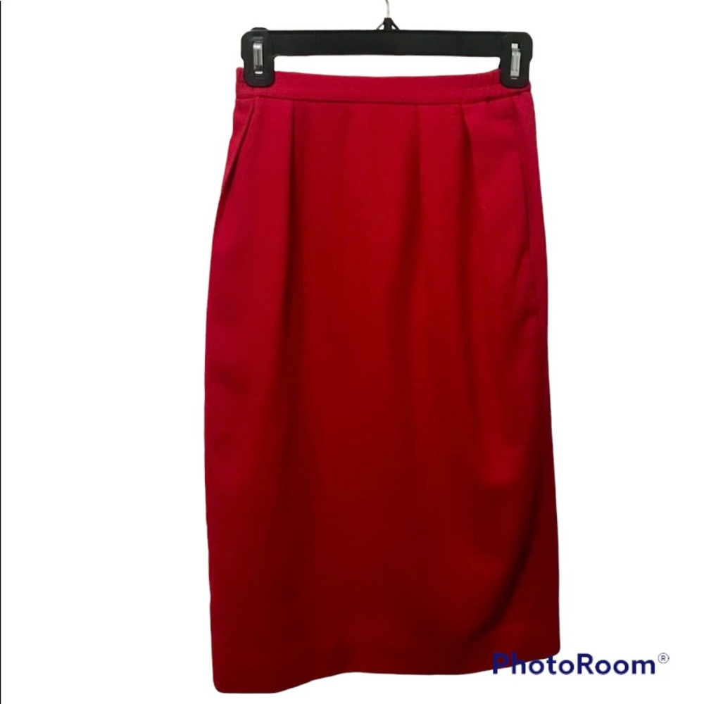 Vintage wool red pencil skirt